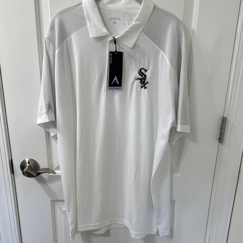 White Sox - Antigua White Polo with Black Logo and Gray Accents